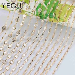 Colliers pendentifs yegui C209Diy Chain18K Gold Platedcopper Metalzirconcharmshand Made ChainJewelry Makingdiy Bracelet Collier1m / Lot 240419