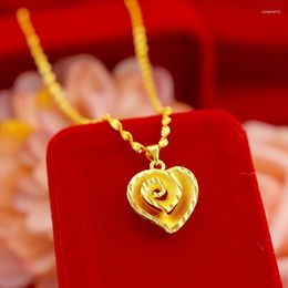 Anhänger Halsketten Gelbgold Farbe Herz Halskette Für Frauen Hochzeit Verlobung Schmuck Schlüsselbein Kette Choker Freundin Geburtstag Geschenke