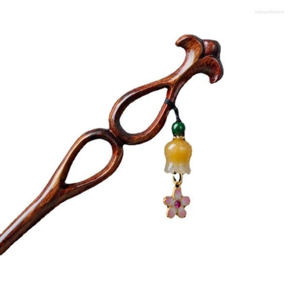 Pendentif Colliers Jaune Poire Épingle À Cheveux Femme Rétro Attachez Les Cadeaux De Fermoir À Cheveux Pour Petite Amie Accessoires En Bois De Style Ancien