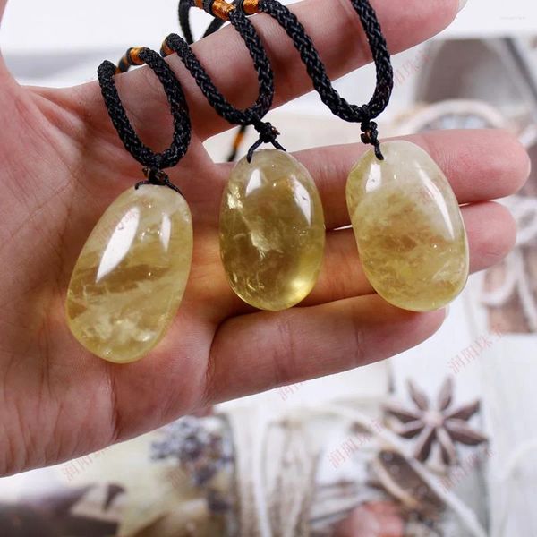 Pendentif Colliers Quartz Jaune Tumbled Stone Collier Citrines Cristal Brésil Pierres Bijoux En Gros