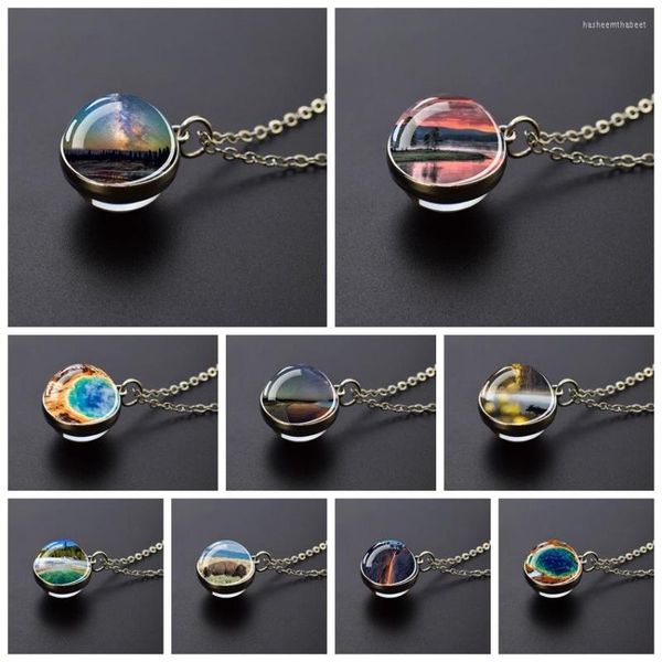 Pendentif Colliers Yellowstone Park Double Face Boule De Verre Collier Bijoux Festival Pour Les Femmes Cadeau