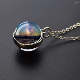 Pendentif Colliers Yellowstone Park Collier sphérique naturel écologique double face verre ami cadeau commémoratif