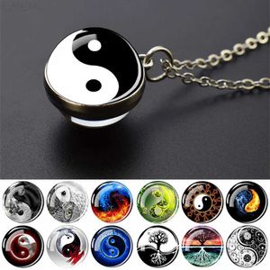 Hanger Kettingen Yin Yang Kat Levensboom Kettingen Zwart en Wit Symbool Meditatie Reiki Dubbelzijdig Glazen Bal Ketting Vrouwen mannen Sieraden GiftC24326