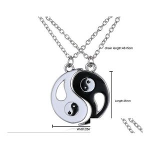 Colliers pendants yin yang collier noir blanc couple sœur ami amitié bijoux uniques cadeaux personnalisés