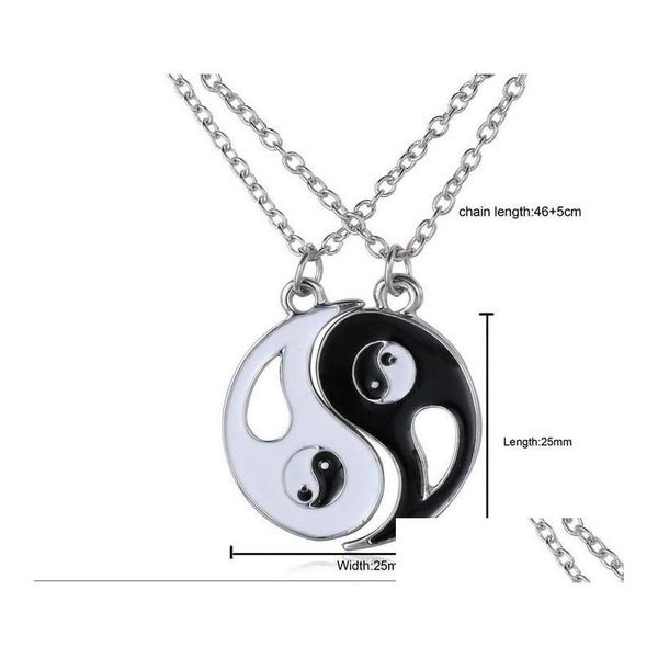 Collar colgantes Collar Yin Yang Black White Pareja Hermana Amistad Friendship Jewelry Regalos personalizados Drop entrega Pendan Dhlfa