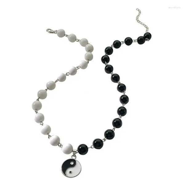 Collares colgantes Yin Yang Collar para mujeres Hombres Gargantilla Chirstmas Joyería de cumpleaños Pareja Negro Blanco Grano Suéter Cadena Dropship