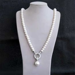 Pendentif Colliers YKNRBPH 2023 Nwest véritable collier de perles d'eau douce pour les femmes élégant Micro-incrusté Zircon détaché chaîne de pull bijoux fins cadeau Q231026