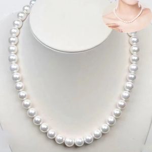 Colliers pendentifs YKNRBPH 8-9mm collier de perles d'eau douce naturelles presque circulaire fini Simple collier de perles à la main pour les femmes bijoux 231108