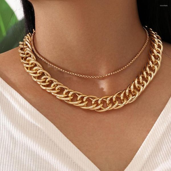 Collares pendientes Cadena Yo Broche de palanca Collar de oro Círculo vinculado mixto para mujeres Gargantilla minimalista Collier Femme