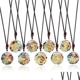 Pendentif Colliers Yoga Symbole Enduit Résine Colorf Pierre Perles Collier Bijoux De Guérison Pour Hommes Corde Chaîne Drop Livraison Pendentifs Dhmb7