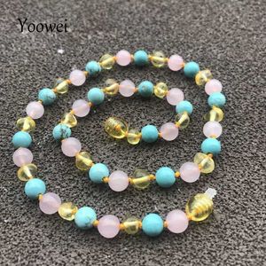 Pendentif Colliers Yoowei 9 Couleur Nouveau Ambre Dentition Bracelet/Collier pour Bébé Adulte Unisexe Authentique Pierre Naturelle Baltique Ambre Bijoux En Gros HKD230712