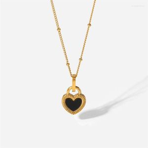 Pendentif Colliers Youthway Double Face Collier de coeur en acier inoxydable doré 18 carats PVD ras du cou femmes accessoires imperméables cadeau