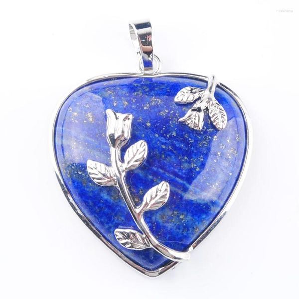 Pendentif Colliers YOWOST Amour Coeur Pierres Précieuses Charme Style Bohème Pour Femmes Bijoux Cadeaux De Fête Naturel Lapis Lazuli Pierre IN3179