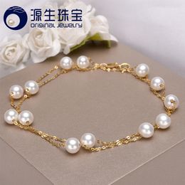 Pendentif Colliers YS 18K Or 5 5 5mm Perle Blanche Chine Bijoux d'eau douce 230329
