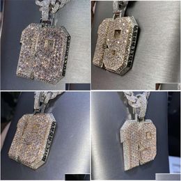 Pendentif Colliers Yu Ying Numéro personnalisé Glacé à la main Moissanite Pass Testeur de diamant 925 Sier pour Hip Hop Cool Guys Drop Delive Ot8Mv