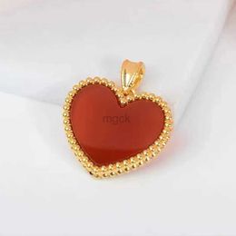 Pendant Necklaces YUNLI réel 18K or coeur collier pendentif naturel rouge Agate pendentif pur AU750 Fine bijoux cadeau pour les femmes 240330