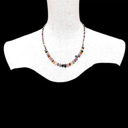 Подвесные ожерелья yygem Natural Multi -Clorge Round Leardrop Tourmaline Gemstone Choler Diewelry 231010