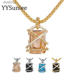 YYSuniee Luxe Merk Designer Sieraden 18K Vergulde Zirkonia Hanger Ketting 15*20mm Statement Kettingen voor DamesL242313