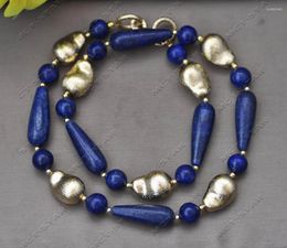 Colliers pendants Z13247 21 "Lapis rond bleu naturel Lapis lazuli collier de calabas plaqué or bijoux personnalisé