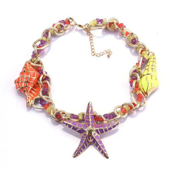 Pendentif Colliers ZA Starfish Shell Charm Collier Ras Du Cou Femmes Bijoux Bohème Ethnique Déclaration Vintage Grand Collier Collier Femme 230609