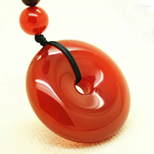 Pendentif Colliers Zhenping Agate Peace Boucle Rouge Gros Jade