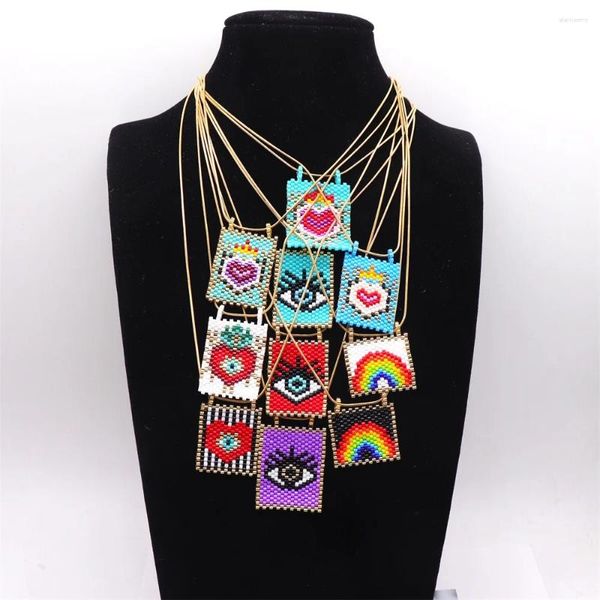 Collares colgantes ZHONGVI en moda con cuentas para mujeres collar de mal de ojo joyería boho arco iris miyuki hecho a mano al por mayor