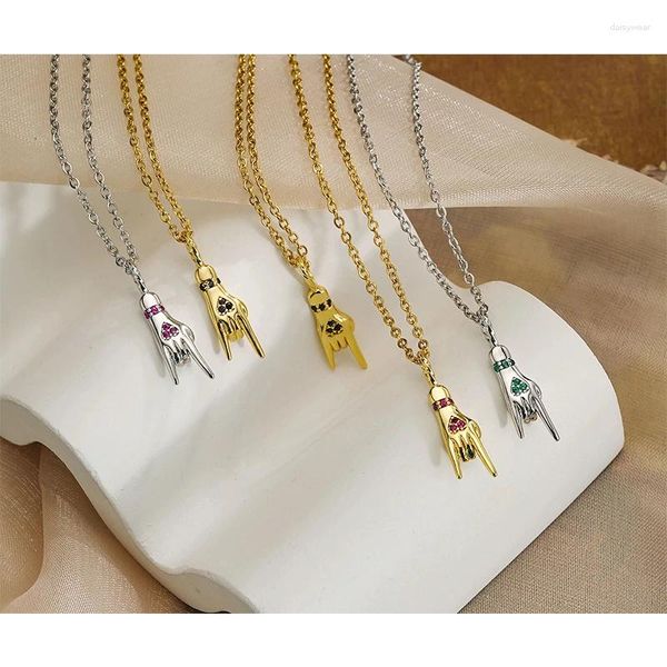 Colliers pendants Zhukou Collier pendentif doigt cool pour femmes colorées colorées de coeur cubique en forme de coeur charme ami