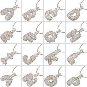 Collares colgantes ZHUKOU Color plata burbuja letras iniciales 26 colgantes para mujeres latón CZ joyería al por mayor VL34