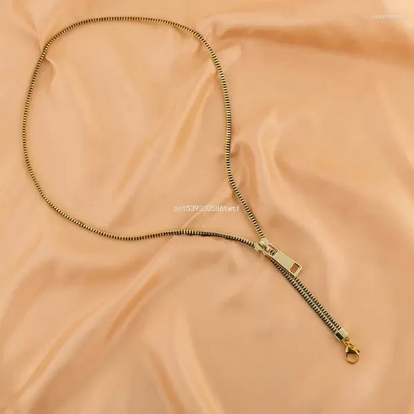 Colliers pendants Collier à fermeture éclair Femme Men Instruction Gold Color Hip Hop Jewelry Dropship