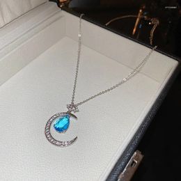 Pendentif Colliers Zircon Lune XINGX Collier de goutte d'eau Chaîne de clavicule française