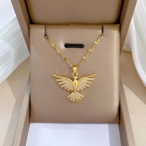 Hanger Kettingen Zirkoon Phoenix Spreads Wing Voor Vrouwen Rvs Vergulde Ketting Kerstfeest Sieraden Gift Femme