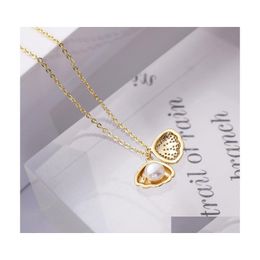 Hangende kettingen zirkoonschaal ketting voor vrouwen goud sier kleurenketen choker barok charme bengle femme sieraden vriend geschenken 3370 dhixp