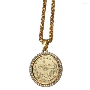 Collares pendientes ZKD Islam árabe moneda oro Color pavo monedas cristal collar musulmán otomano joyería