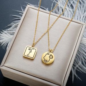 Collares pendientes ZMFashion Ins Selling Necklace 18K Gold Plated Metal Texture Acero inoxidable para mujeres Party Jewelry GiftsPendant
