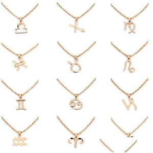 Collares pendientes Collar del zodiaco Declaración de constelaciones para mujer Recuerdo celestial Virgo Tauro Leo Gemini Joyería Regalo Sier Gold Dr Dhh6Y