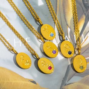 Colliers de pendentif Collier de signe zodiaque en gros de la femme de la femme en acier inoxydable plaqué 12 Constellations Bijoux d'anniversaire cadeau