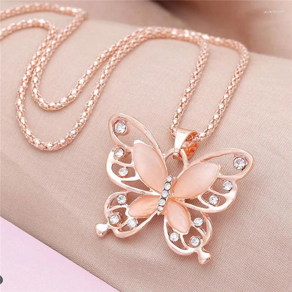 Colliers pendants Zoshi 2024 Design Opal Butterfly Collier pour femmes Couleur en or rose