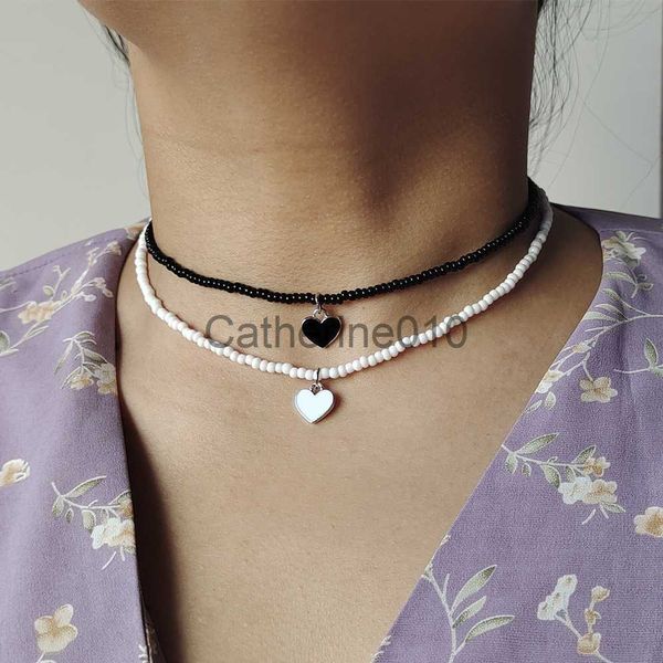 Pendentif Colliers ZX Bohème À La Main Perlé Chaîne Chokers pour Filles Mignon Amour Coeur Pendentif Collier En Gros Femme Bijoux Accessoires Cadeaux J230817