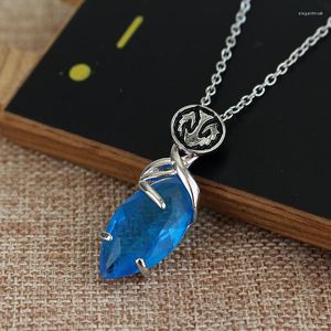 Pendentif Colliers ZXMJ Jeu FINAL FANTASY VII Yuna Collier Bleu Cristal Long Lien Pendentifs Mode Charme Déclaration Bijoux Cadeaux Pour Femmes