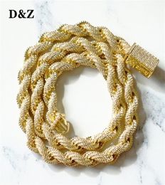 Pendants Colliersz de chaîne de corde 8 mm boucle ressort glacée out des pierres de zircon cubique pour hommes bijoux hip hop 2211058931811