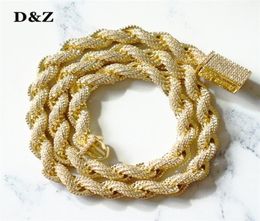 Pendentif NecklacesZ 8mm corde chaîne ressort boucle glacé cubique Zircon pierres torsion pour hommes Hip Hop bijoux 2211052109985