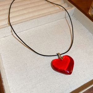 Pendant le verre rouge amour personnalisé simple nouvelle chaîne de col de collier Collier polyvalent