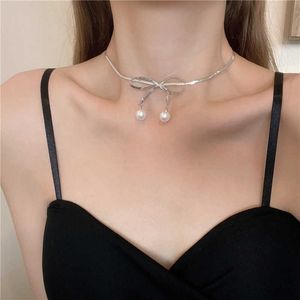 Pendentif s mode perle arc tour de cou tendance cristal gland perle collier chaîne collier pour femmes fête femme bijoux en gros 0206