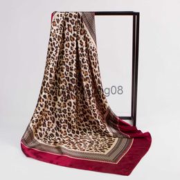 Hanger Sjaals Luxe Hoofddoek Zijde Satijn Hijab Sjaal Voor Vrouwen Vierkante Sjaals Luipaard Print Hoofd Sjaals Vrouwelijke 90*90cm Hals Sjaals Voor Dames x0904