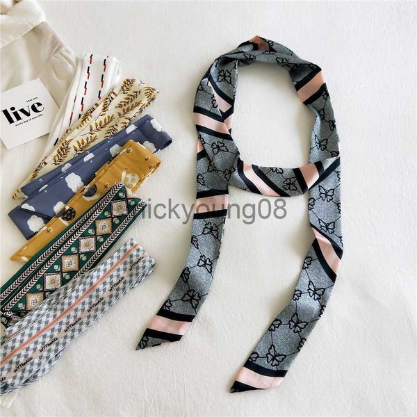 Pendentif Foulards Foulard magique Impression Petits foulards longs en soie pour femme Printemps Cheveux Chapeau Écharpe Ceinture Ruban Sac Décoration INS Dames Cou Couverture x0904