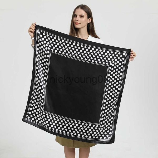 Pendentif Foulards Soie Foulard Femmes Mode Noir Blanc Polka Dot Imprimer Bande De Cheveux Cravates Foulard Foulard Femme Luxe Marque Hijab x0904