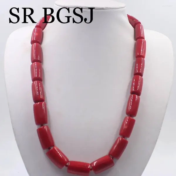 Colgantes de 10-14mm, cuentas de Coral naturales rojas y naranjas, joyería elegante para mujer, gargantilla, collar llamativo de 21 pulgadas