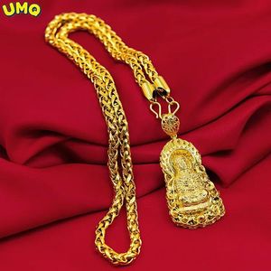 Hangers 100% 14K gouden ketting herenketting met uitgeholde Guanyin Jinlong merk zal voor een lange 18k gele kleur geluk veilige sieraden