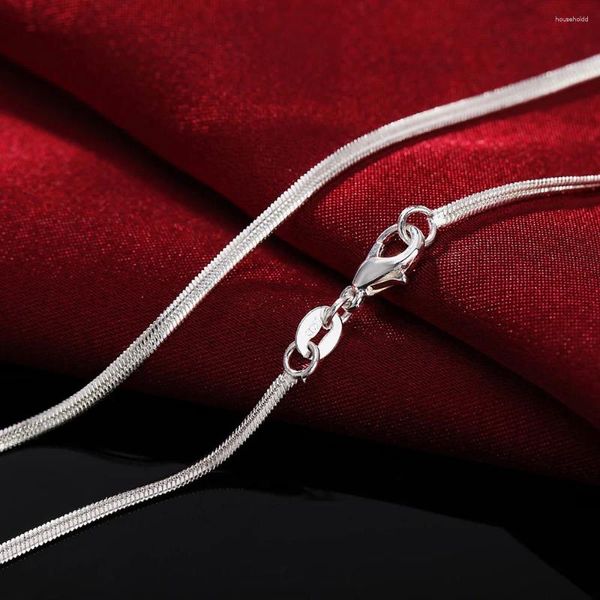 Pendentifs 16-30 pouces 925 collier en argent Sterling 2MM charmes fête de mariage chaîne de serpent plat mignon pour les femmes hommes mode pendentif