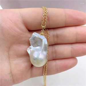 Pendants 18x31mm Collier de perles baroques blancs naturels 18 pouces fermoir à chaîne impeccable réel réalité des accessoires de mariage chic et classiques chics